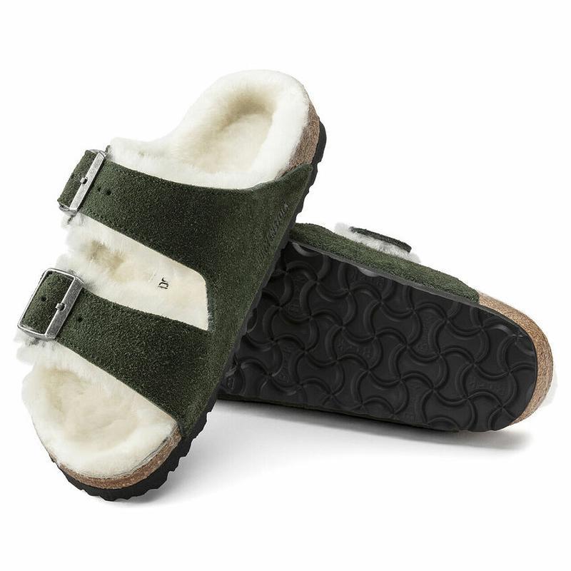 Birkenstock Shearling Ruskind Arizona Dame Olivengrøn | DK 81PJJ